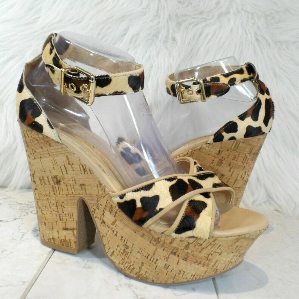 ANTHROPOLOGIE RAPHAELLA BOOZ SIZE 10 Leopard Platform Sandals